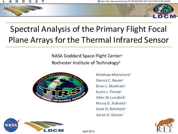 (PDF) Spectral Analysis of the Primary Flight Focal Plane Arrays for ...
