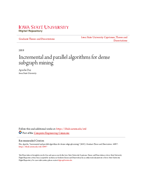 (PDF) Incremental and parallel algorithms for dense subgraph mining
