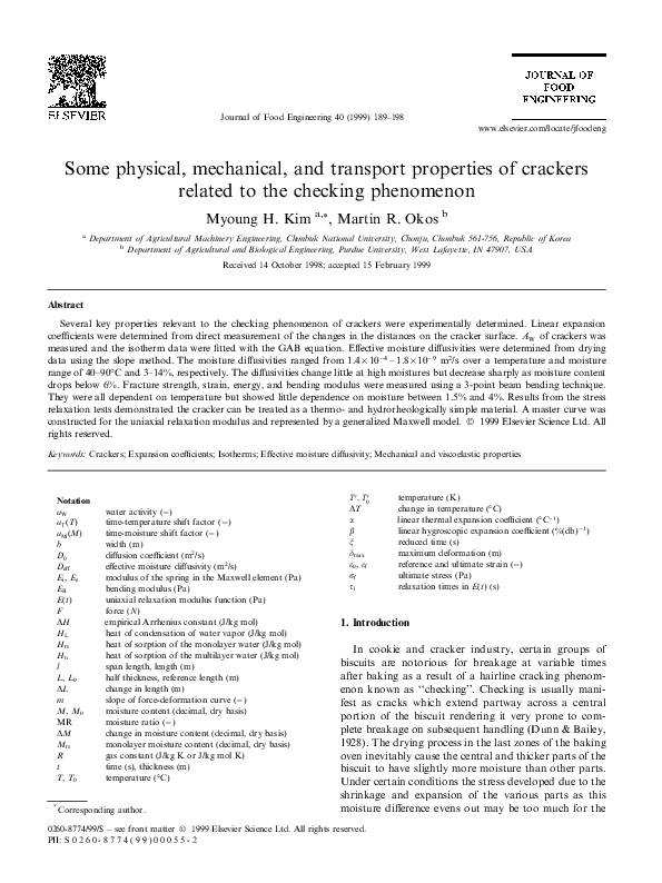(PDF) Some physical, mechanical, and transport properties of crackers ...