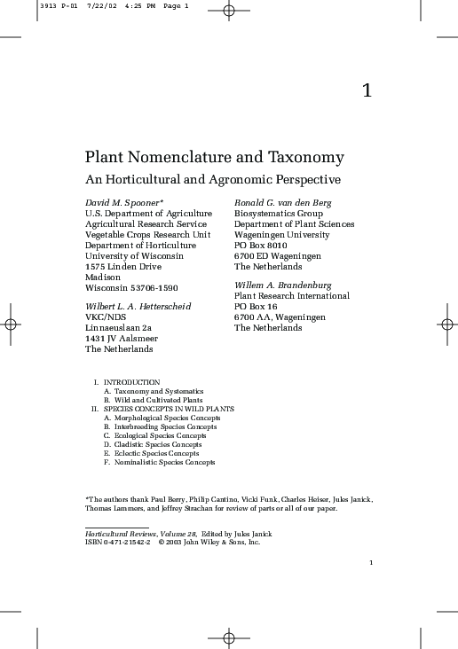 (PDF) Plant Nomenclature and Taxonomy