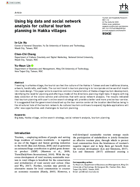 (PDF) Using big data and social network analysis for cultural tourism ...