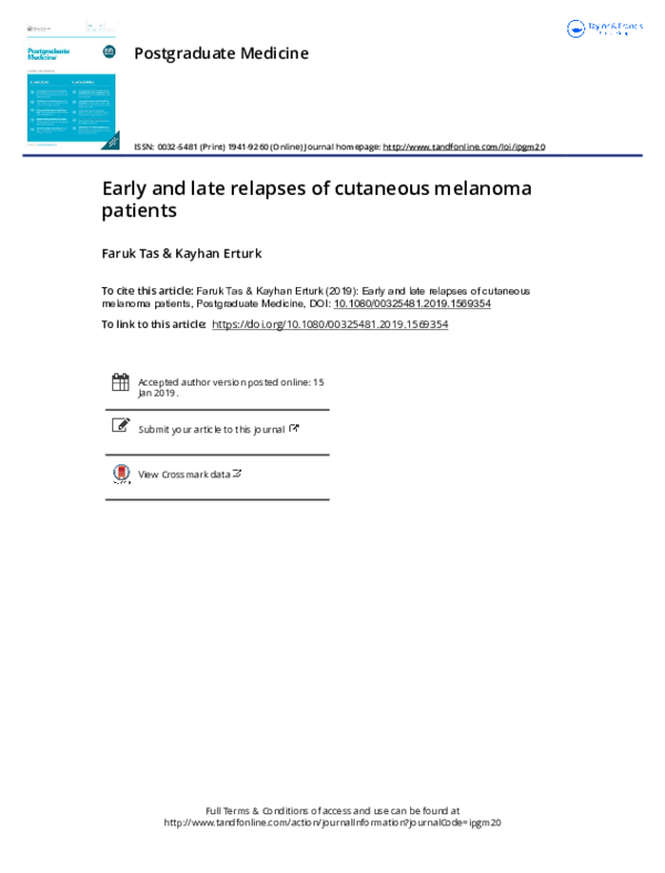 (PDF) Early and late relapses of cutaneous melanoma patients