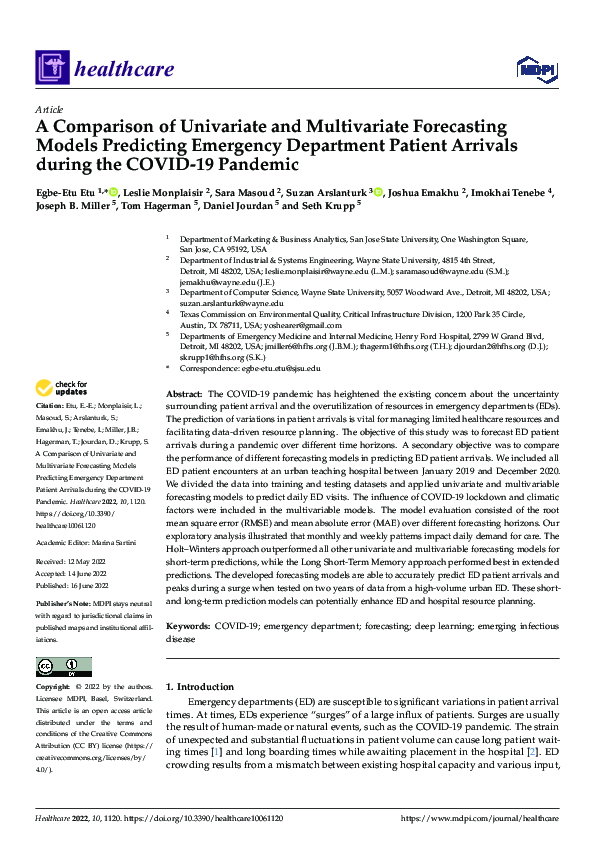 (PDF) A Comparison of Univariate and Multivariate Forecasting Models ...