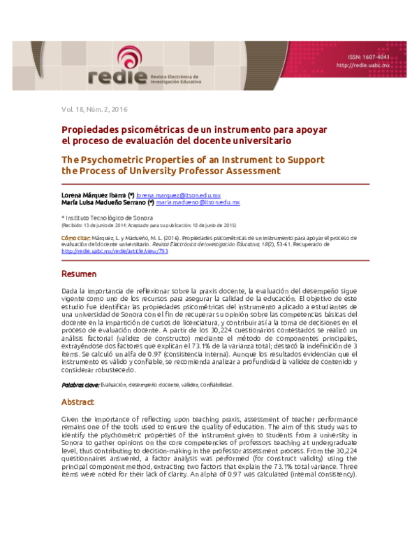 (PDF) The Psychometric Properties of an Instrument to Support the ...