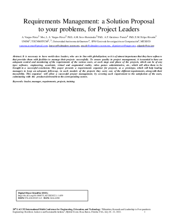 (PDF) Requirements Management: a Solution Proposal to your problems ...