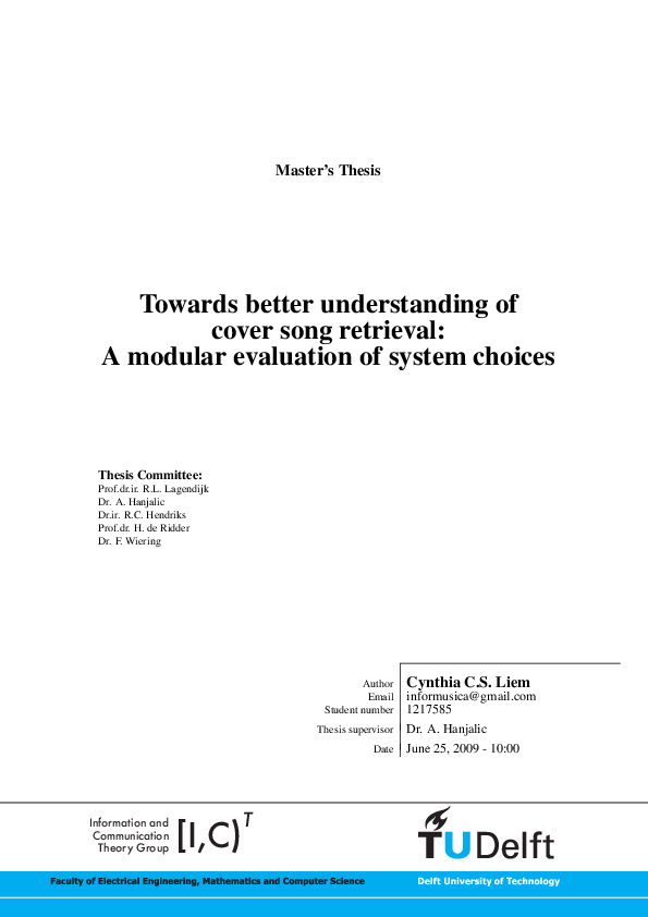 (PDF) Towards better understanding of cover song retrieval: a modular ...