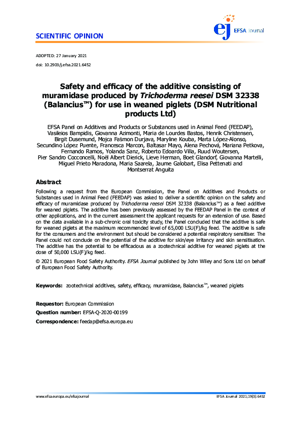 (PDF) Safety and efficacy of the additive consisting of muramidase ...