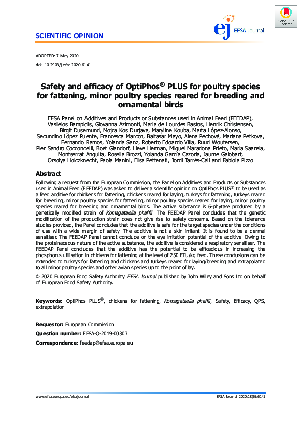 (PDF) Safety and efficacy of OptiPhos® PLUS for poultry species for ...