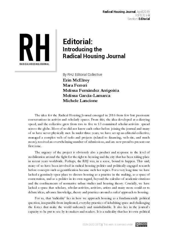 (PDF) Introducing the Radical Housing Journal