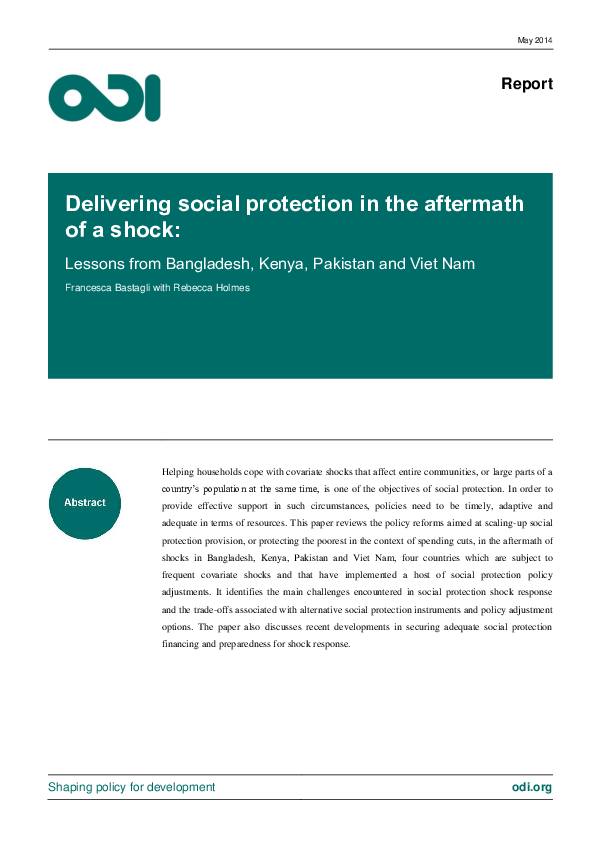 (PDF) Delivering social protection in the aftermath of a shock ...