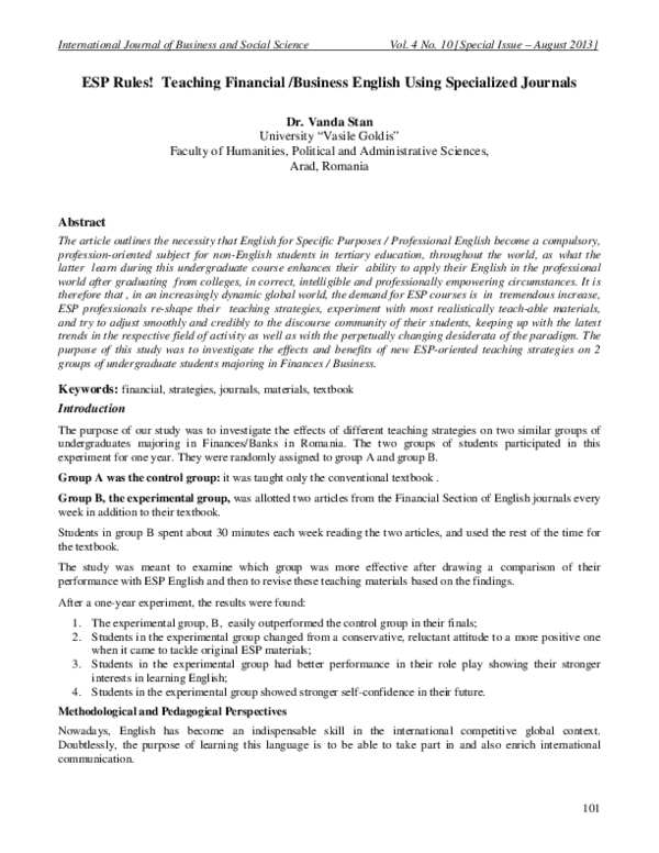 (PDF) ESP Rules! Teaching Financial /Business English Using Specialized ...