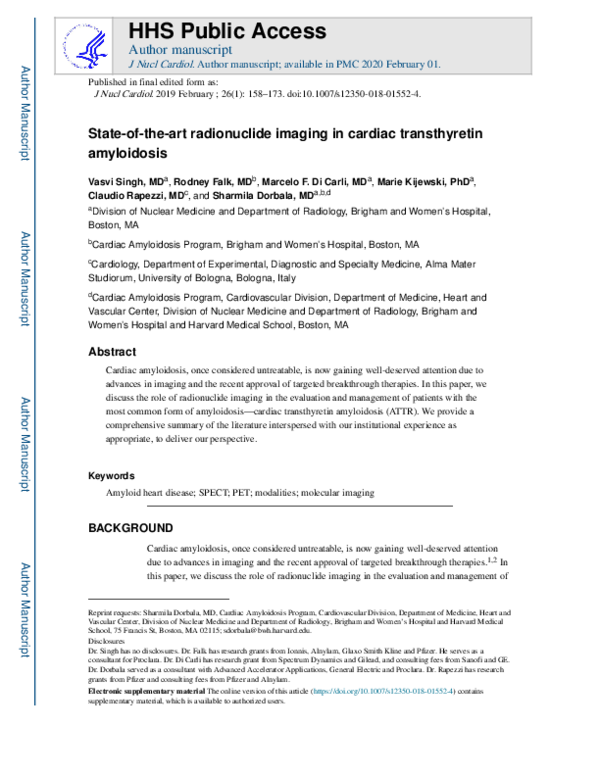 (PDF) State-of-the-art radionuclide imaging in cardiac transthyretin ...