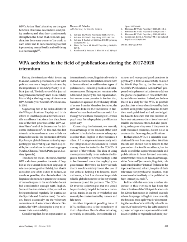 (PDF) WPA activities in the field of publications during the 2017‐2020 ...