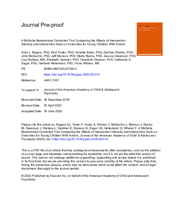 (PDF) A Multisite Randomized Controlled Trial Comparing the Effects of ...