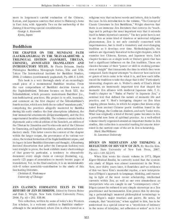 (PDF) Zen Classics: Formative Texts in the History of Zen Buddhism ...