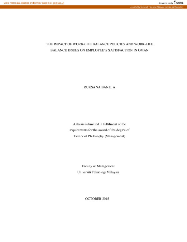 (PDF) The impact of work-life balance policies and work-life balance ...