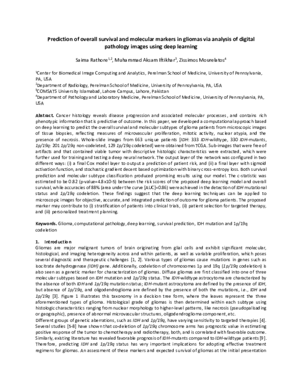 (PDF) Prediction of overall survival and molecular markers in gliomas ...