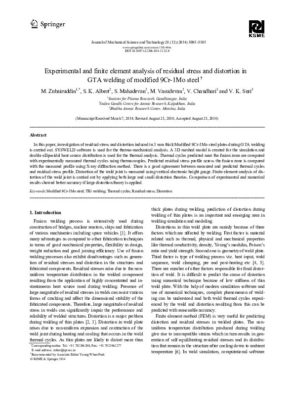 (PDF) Experimental and finite element analysis of residual stress and ...