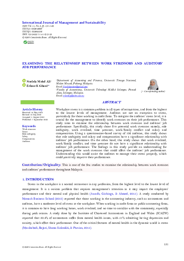 (PDF) Examining the Relationship between Work Stressors and Auditors ...
