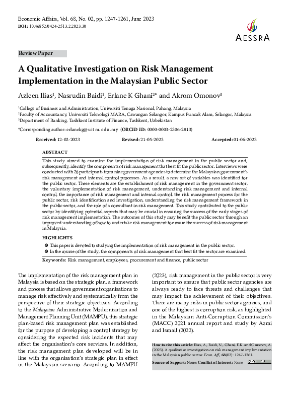 (PDF) A Qualitative Investigation on Risk Management Implementation in ...