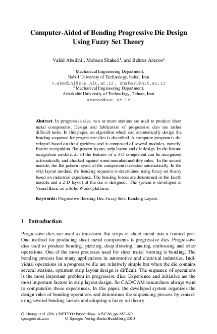 (PDF) Computer-Aided of Bending Progressive Die Design Using Fuzzy Set ...