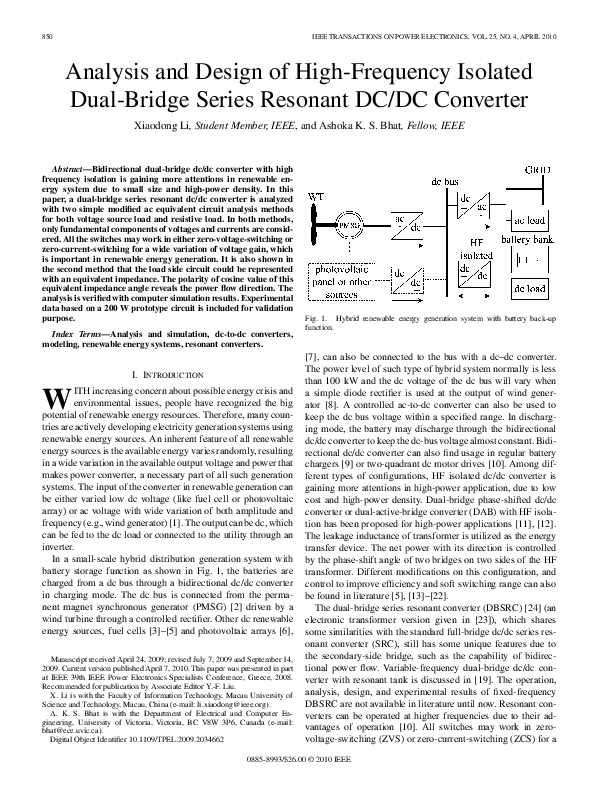 (PDF) Analysis and Design of a High-Frequency Isolated Full-Bridge ZVT ...