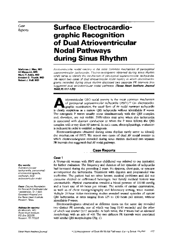 (PDF) Surface electrocardiographic recognition of dual atrioventricular ...