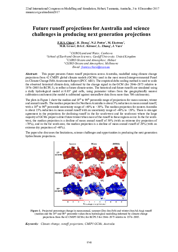 (PDF) Future runoff projections for Australia and science challenges in ...