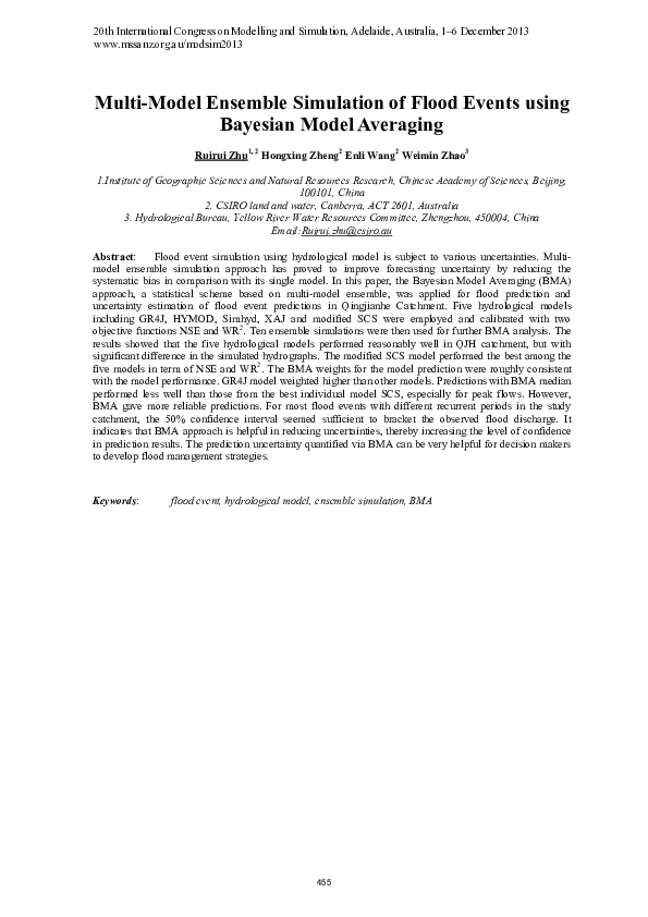 (PDF) Multi-model ensemble simulation of flood events using Bayesian ...