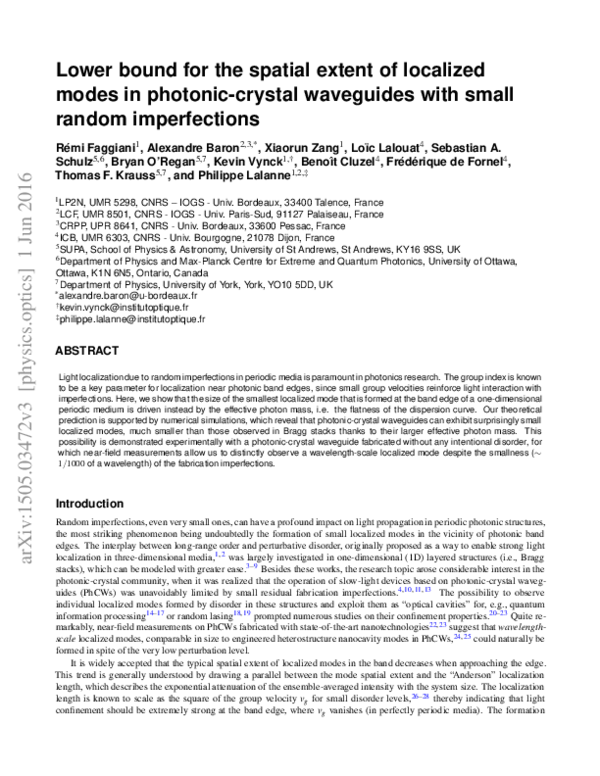 (PDF) Lower bound for the spatial extent of localized modes in one ...