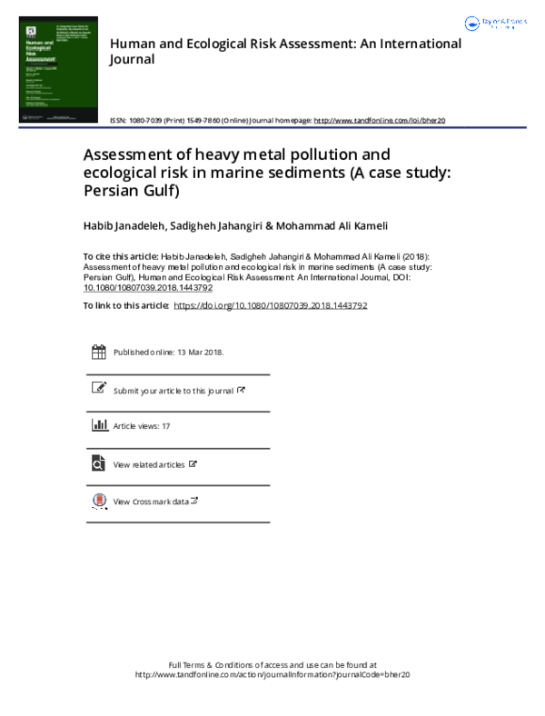 (PDF) Assessment of heavy metal pollution and ecological risk in marine ...