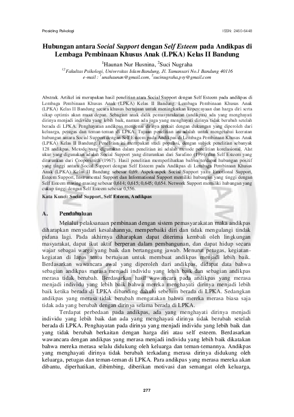 (PDF) Correlation between social support and Self Esteem on Andikpas in ...