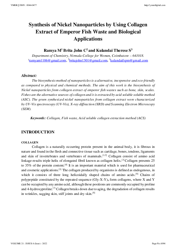 (PDF) Synthesis of Nickel Nanoparticles by Using Collagen Extract of ...