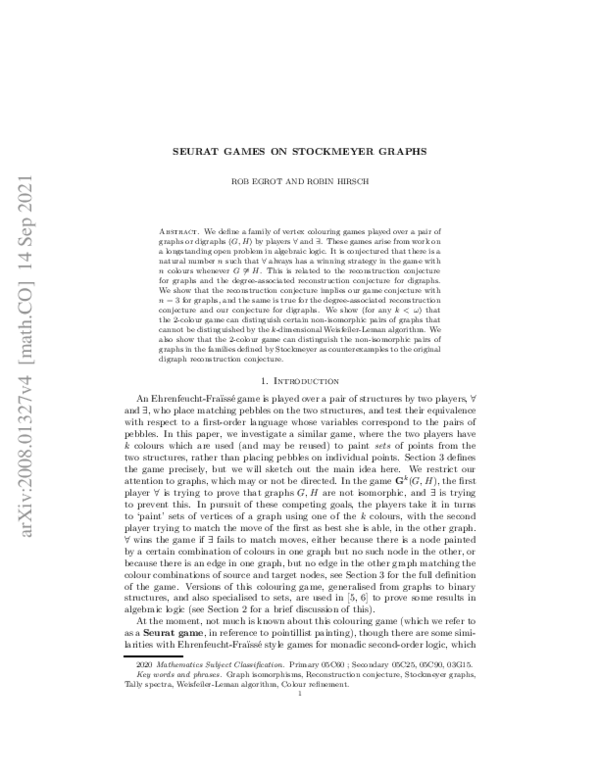 (PDF) Seurat games on Stockmeyer graphs