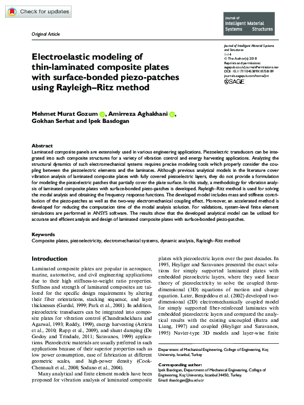 (PDF) Electroelastic modeling of thin-laminated composite plates with ...