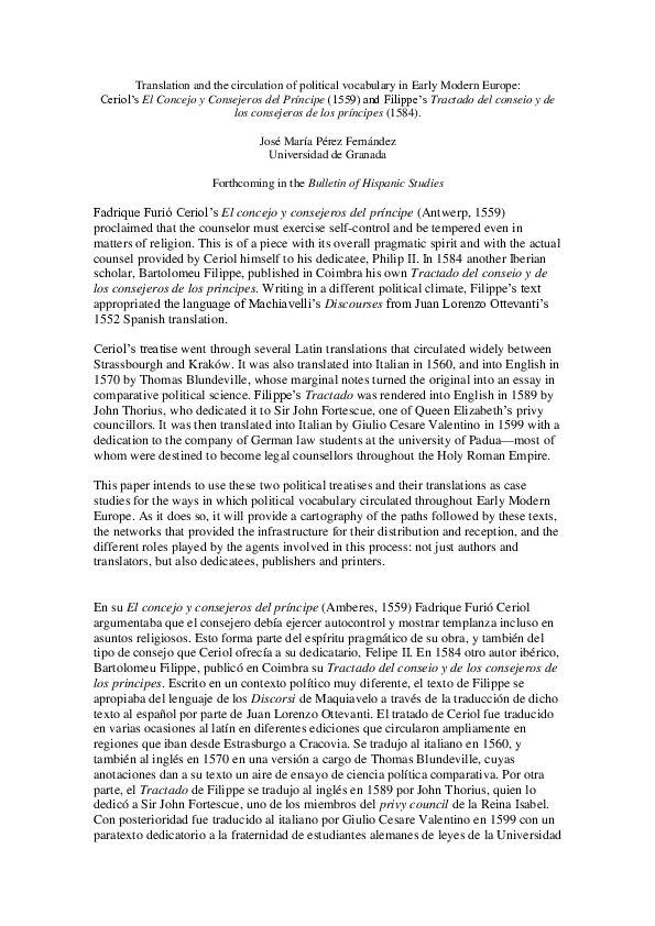(PDF) Translation and the circulation of political vocabulary in Early ...