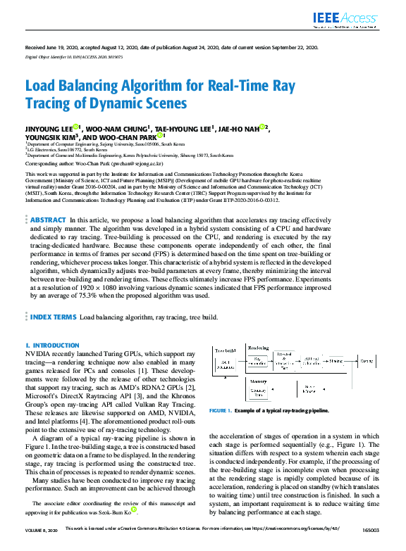 (PDF) Load Balancing Algorithm for Real-Time Ray Tracing of Dynamic Scenes