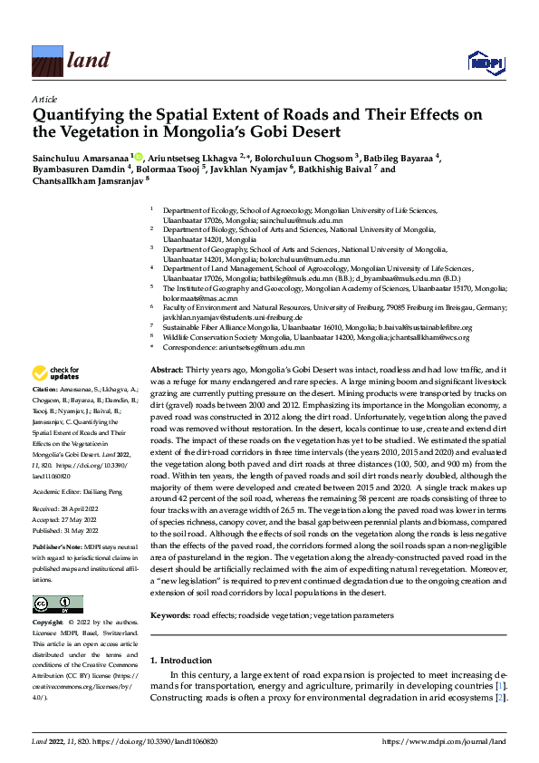 (PDF) Quantifying the Spatial Extent of Roads and Their Effects on the ...