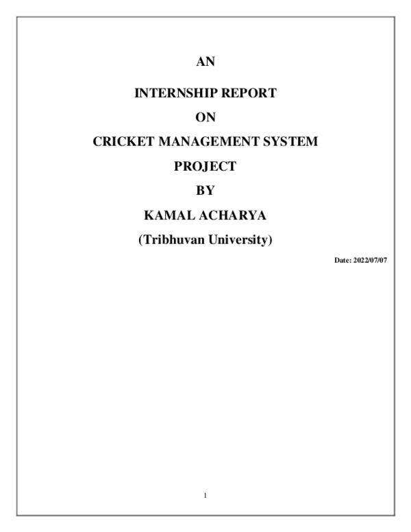 (PDF) Cricket management system ptoject report