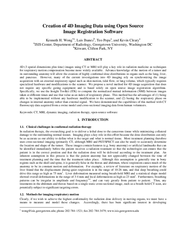 (PDF) Creation of 4D imaging data using open source image registration ...