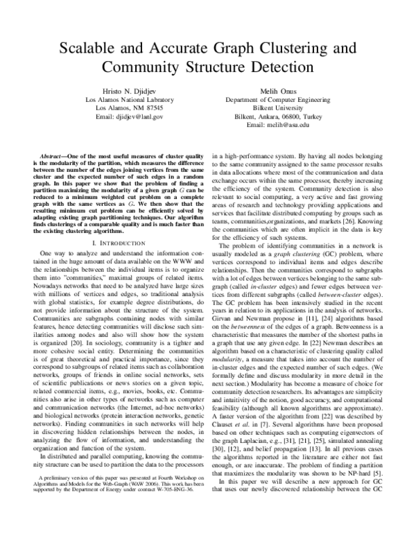 (PDF) Scalable and Accurate Graph Clustering and Community Structure ...