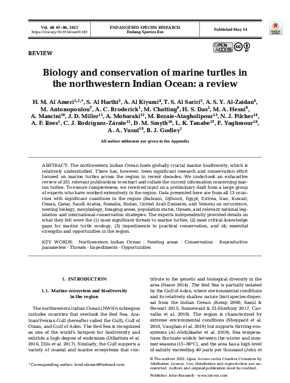 (PDF) Biology and conservation of marine turtles in the northwestern ...