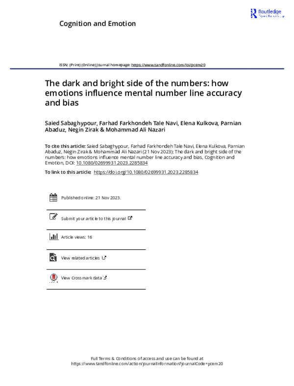 (PDF) The dark and bright side of the numbers: how emotions influence ...
