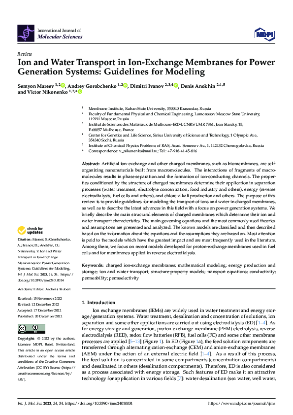 (PDF) Ion and Water Transport in Ion-Exchange Membranes for Power ...