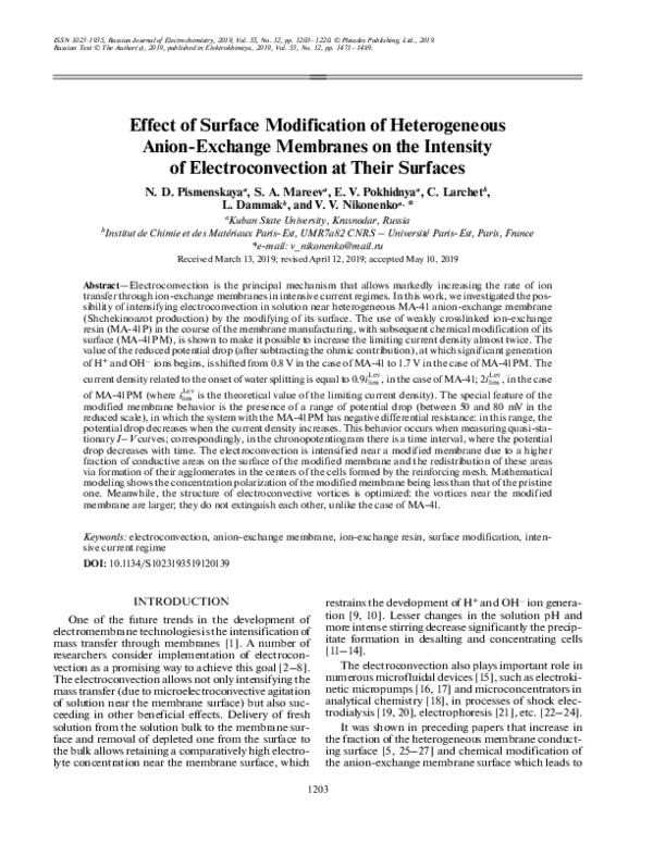 (PDF) Effect of Surface Modification of Heterogeneous Anion-Exchange ...