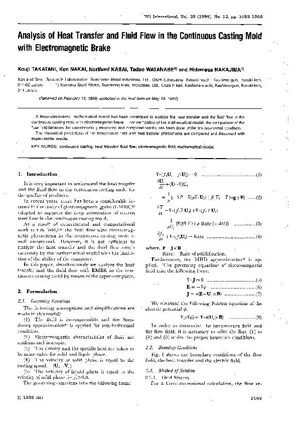(PDF) Analysis of heat transfer and fluid flow in the continuous ...
