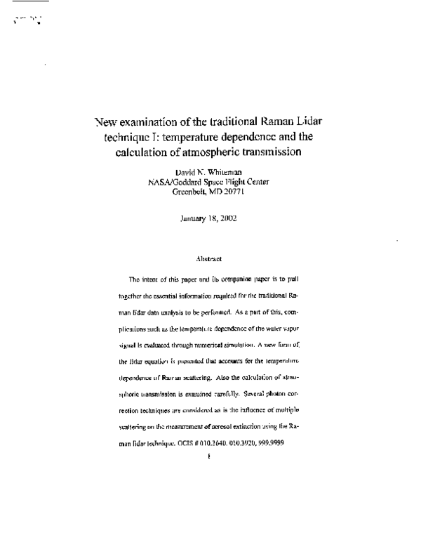 (PDF) New Examination of the Traditional Raman Lidar Technique
