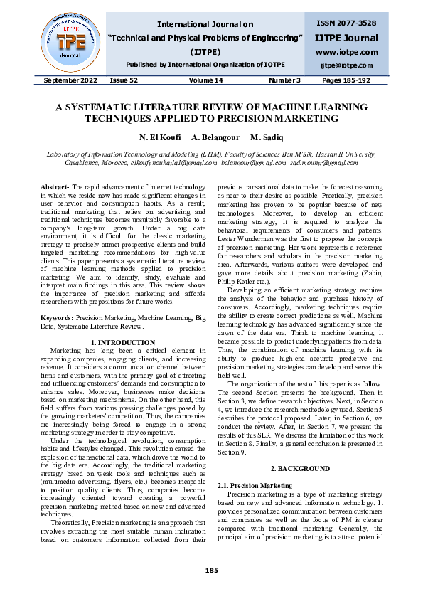 (PDF) A systematic literature review of machine learning techniques ...