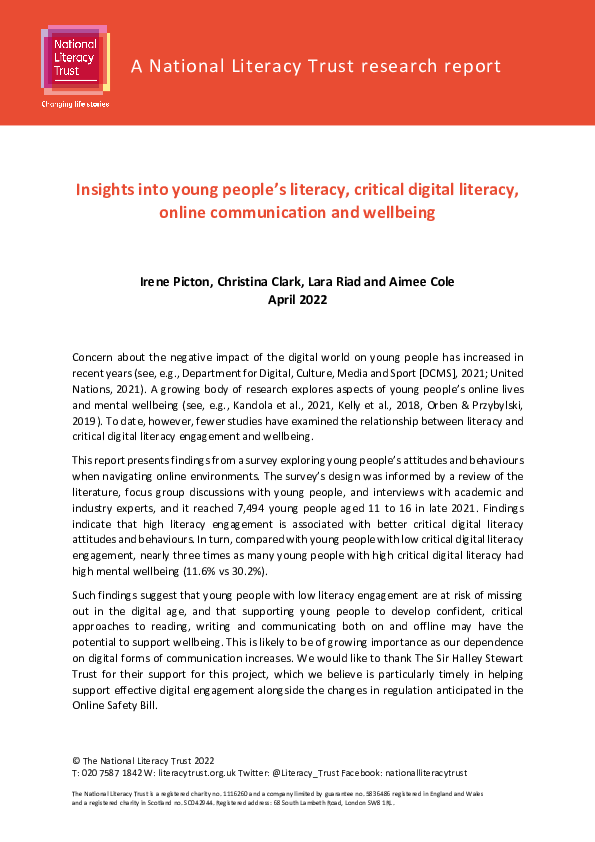 (PDF) Insights into young people's literacy, critical digital literacy ...