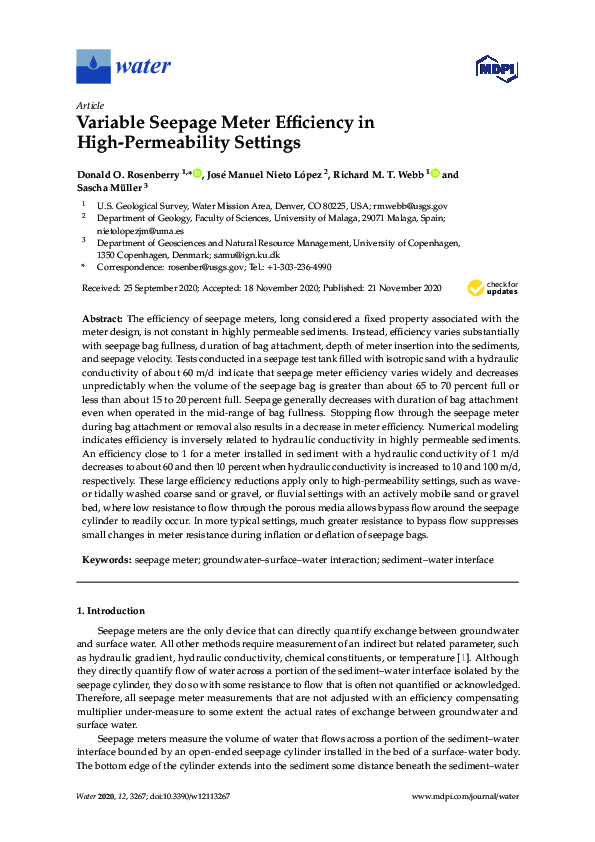 (PDF) Variable Seepage Meter Efficiency in High-Permeability Settings